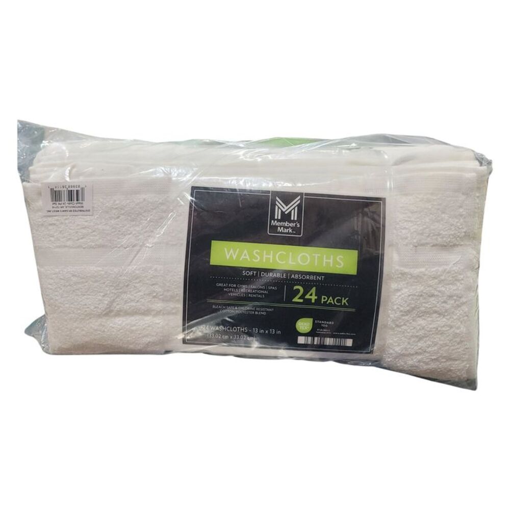 Member's Mark Commercial Hospitality Durable Washcloths, White, 24-Pack